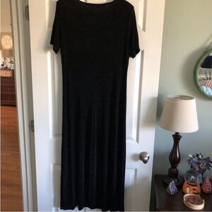 Vintage Jessica Holbrook black stretch velvet maxi dress in size 10